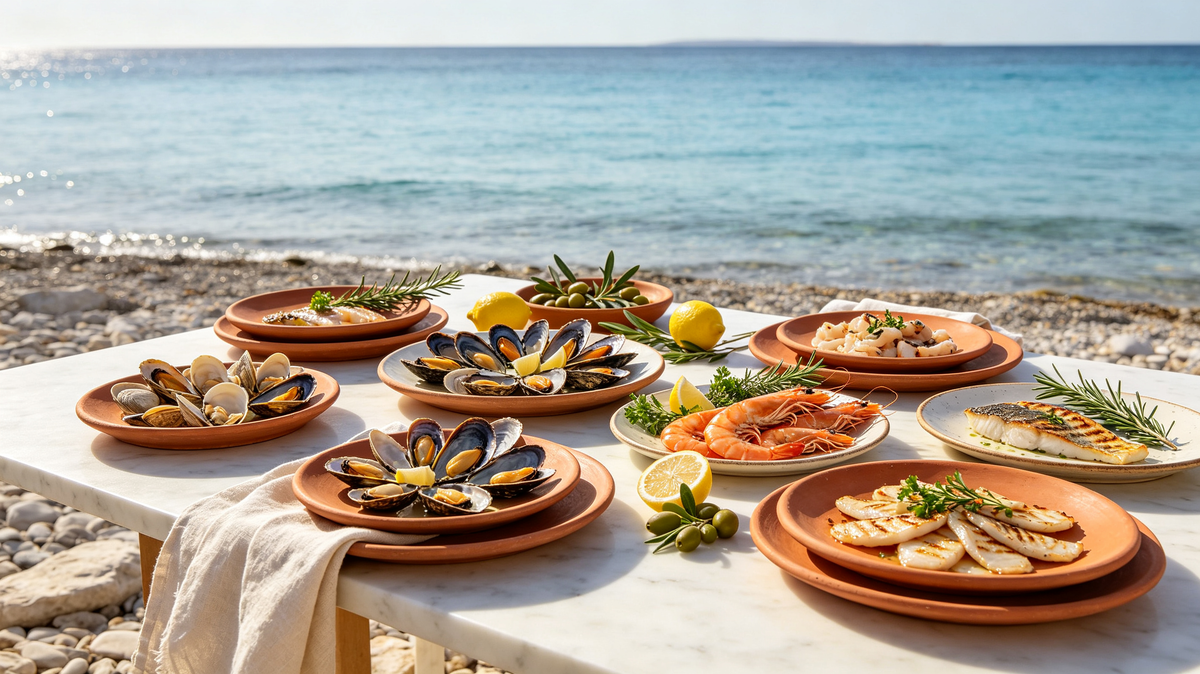 A coastal table, set to share