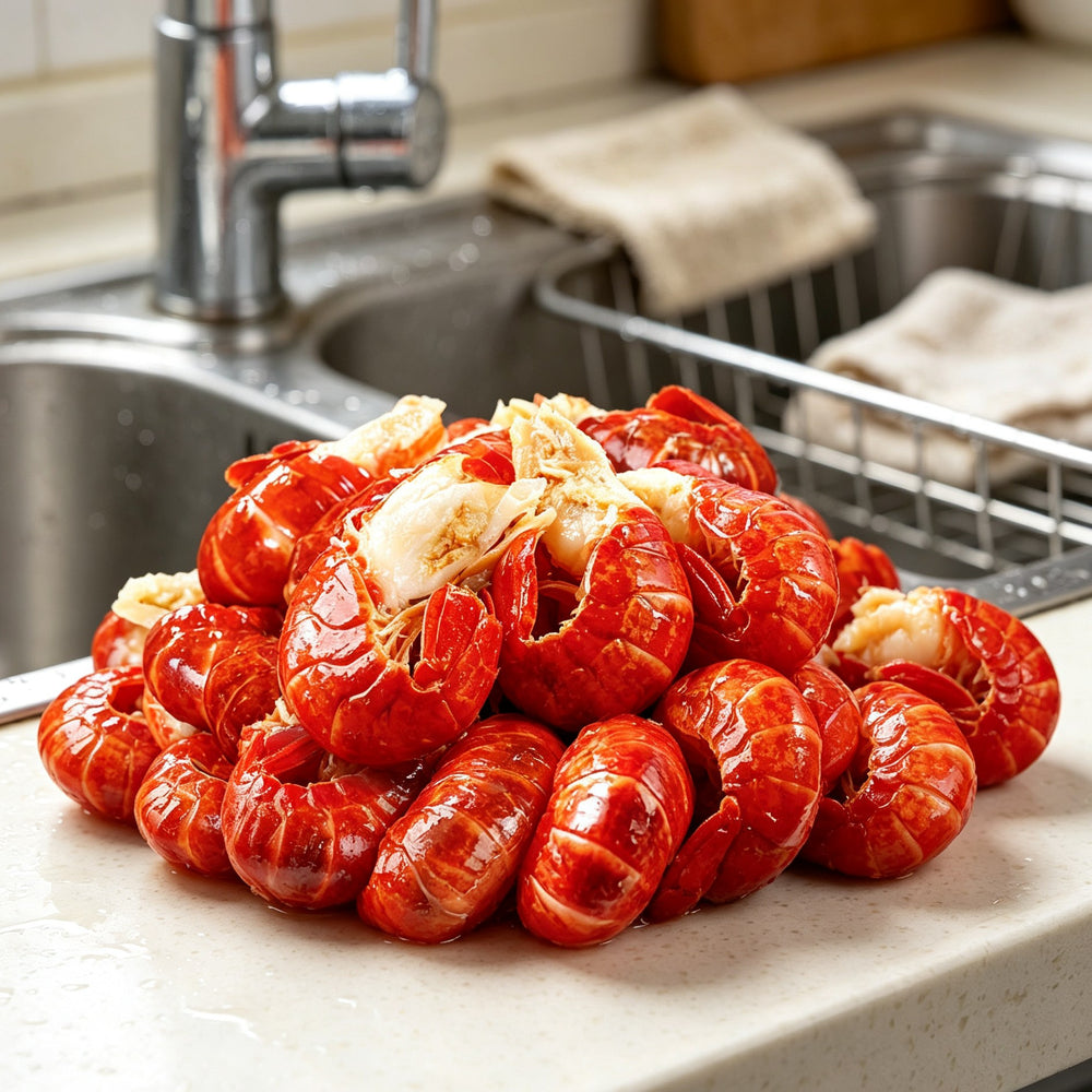 Boiled Crawfish Clusters Ready To Eat