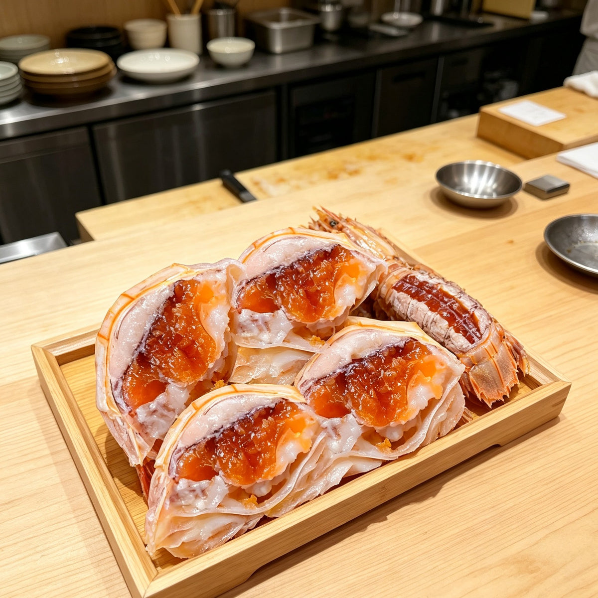 Fresh Mantis Shrimp With Orange Roe