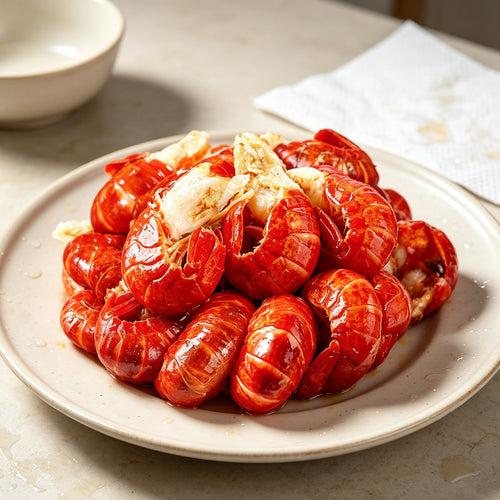Boiled Crawfish Clusters Ready To Eat
