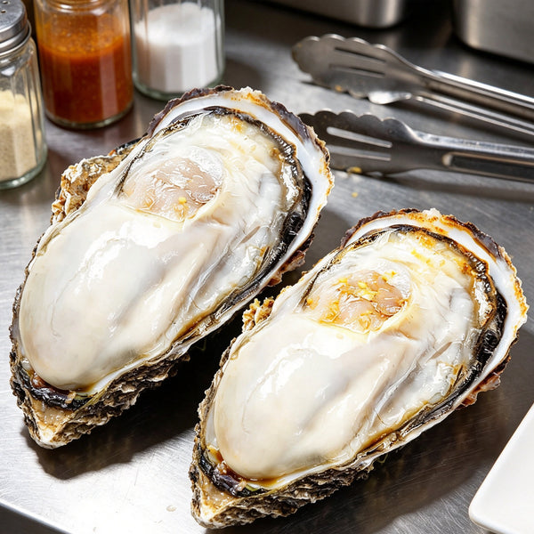 Freshly Shucked Oysters On Half Shell