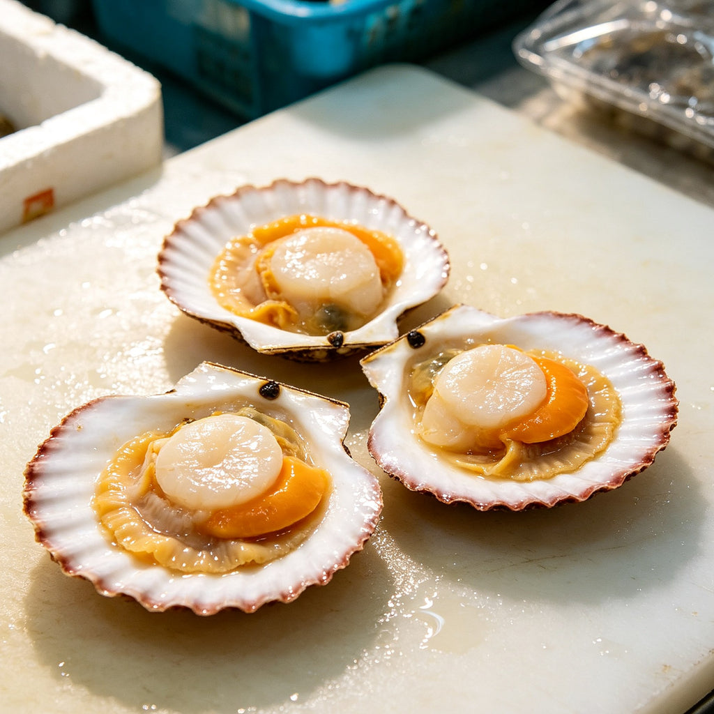 Fresh Seared Scallops In Natural Shell